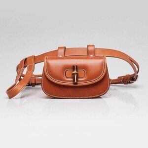 Gucci Brown Smooth Leather Bamboo 1947 Mini Belt Bag
